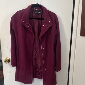 Express Women's Deep Burgundy Teddy Jacket
